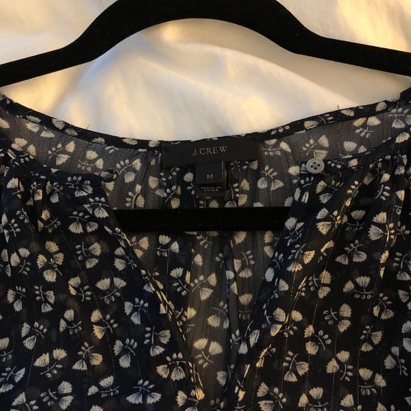 J. Crew Ruched Sleeve Sparkle Top in Floral - Picture 6 of 6